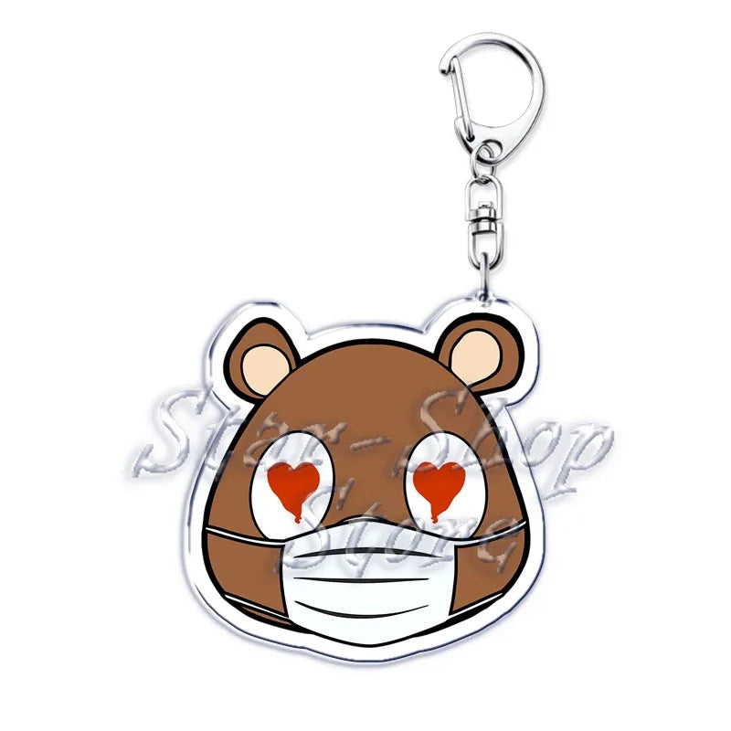 Popular Rapper YE Keychains for Accessories Bag Graduation Kanye Dropout Bear Key Chain Keyring Jewelry Fans Friends West Gifts