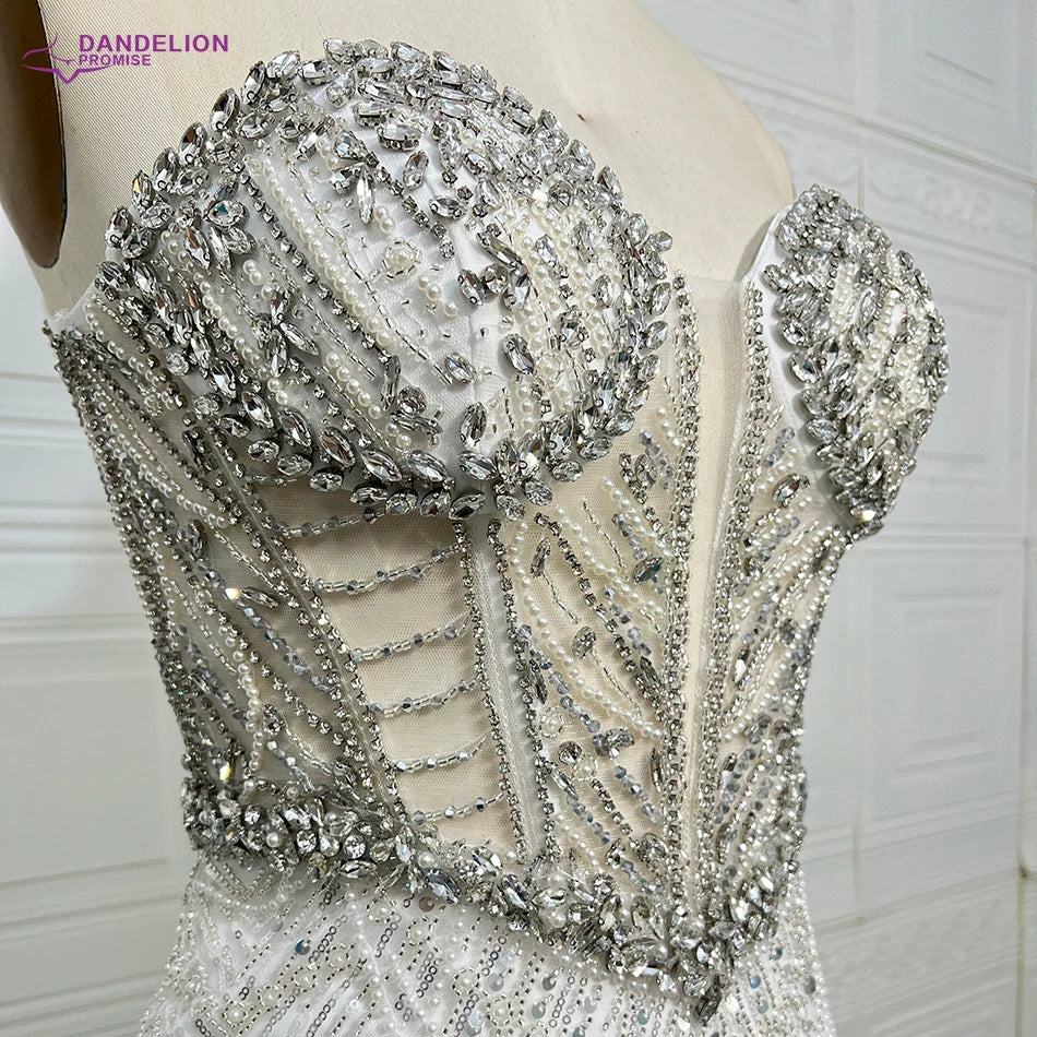 Eelgant Strapless Mermaid 2024 Evening Night Dress for Women Luxury Beads Design Arabic Formal Prom Wedding Party Gowns