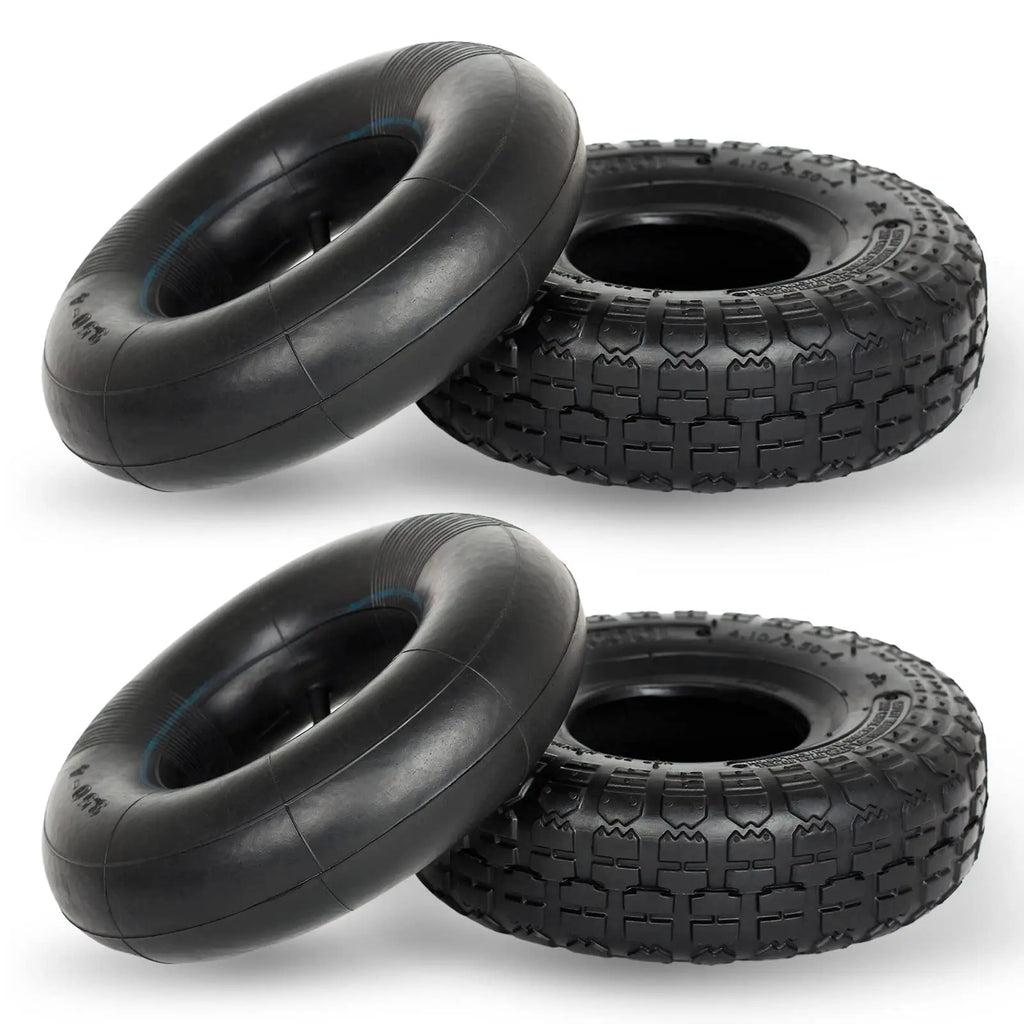 4.10/3.50-4 410/350-4 4.10-4 Tire and Inner Tube for Warehouse Cars Scooter Wheel Hand Truck Lawn Mower Dollies Wheelbarrow