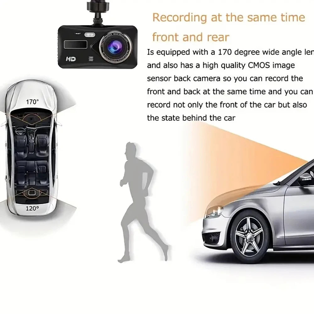 Dual Lens 1080P HD for Cars 4inch Touch Screen Dash Cam Car DVR Video Recorder Front and Rear View Camera for Vehicle Black Box
