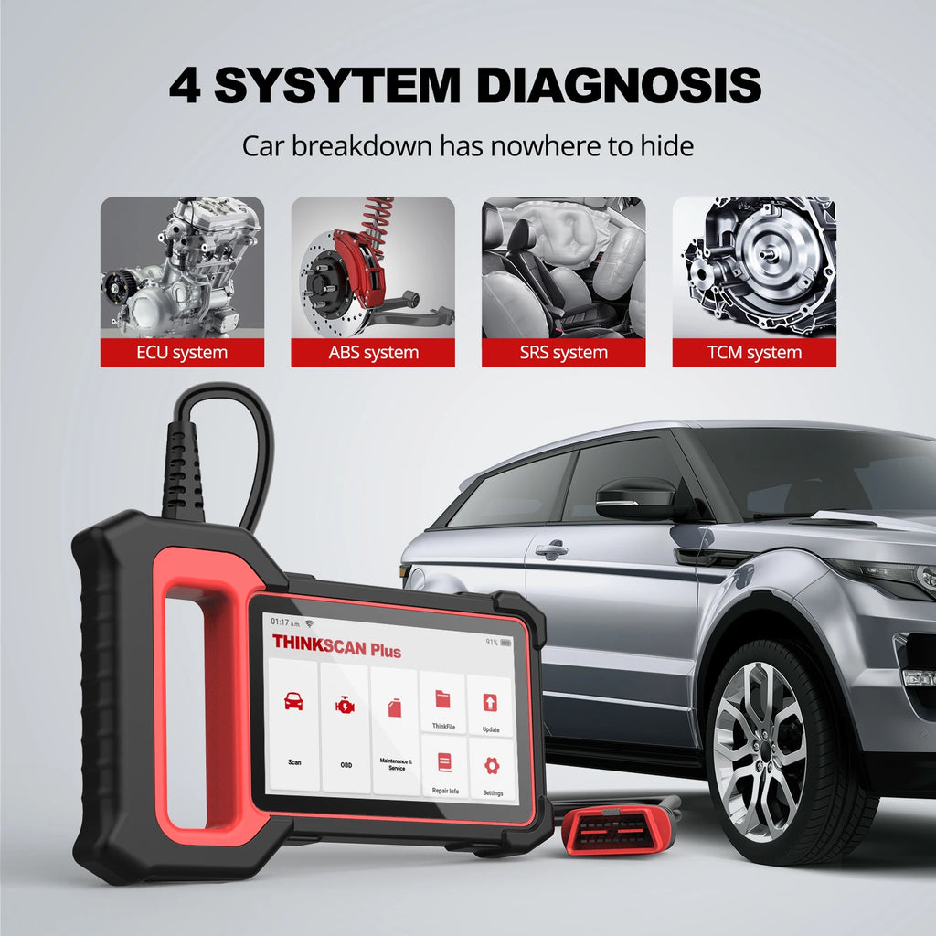 THINKCAR Thinkscan Plus S5 S6 OBD2 Auto Scanner diagnostic tools with ECM TCM ABS SRS system 5 resets Code Reader lifetime free