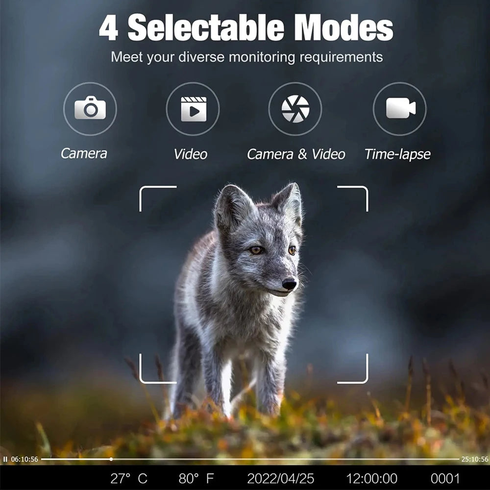24MP 1296PTrail Camera WIFI Bluetooth APP Waterproof IP65 Trap Game Cam Outdoor Wildlife Infrared Night Vision Motion Camera