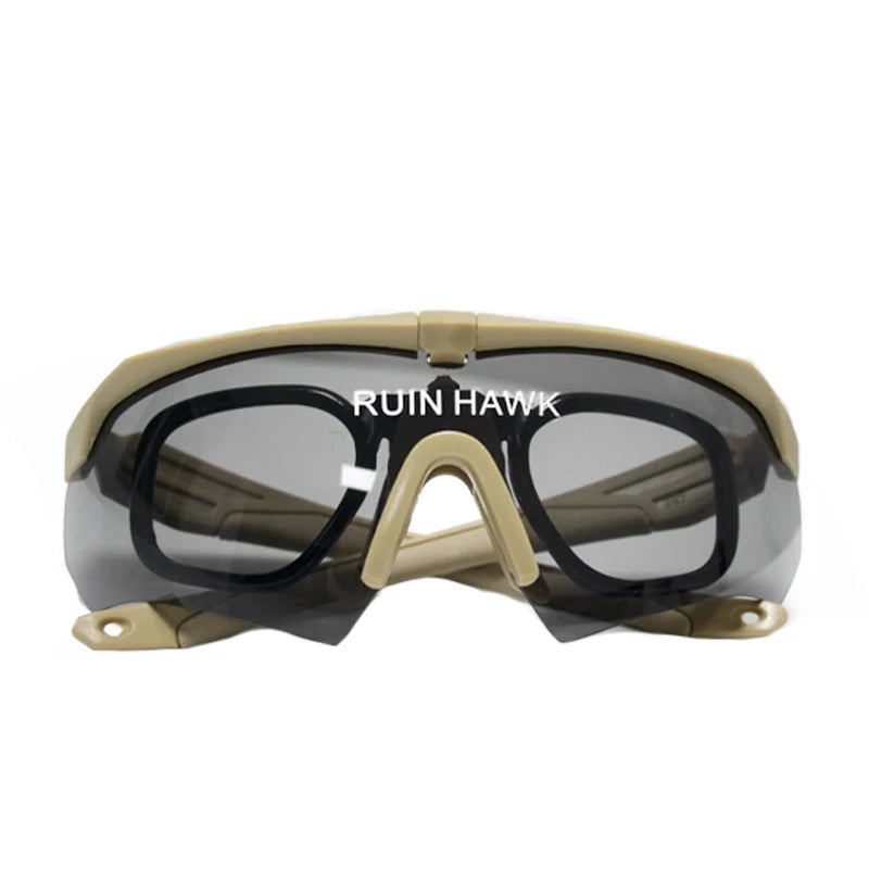 Tactical Glasses With Myopia Frame Sports Airsoft Hunting Mountaineering Goggles Shooting Military Equipment Sunglasses
