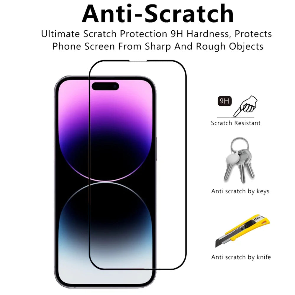 1/3 PCS protector pantalla For IPhone 17 16 15 14 13 12 11 Pro Max Tempered Glass iPhone 15 Pro max Screen Protector iPhone13 Mini Cristal templado iPhone 16 Pro Film iPhone 17 Pro Max Original Phone Film
