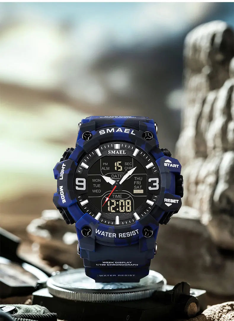 Military Watches Men Sport  Watch Waterproof Alarm Clock Dual Time Wristwatches Digital 8049B Army Watches Military