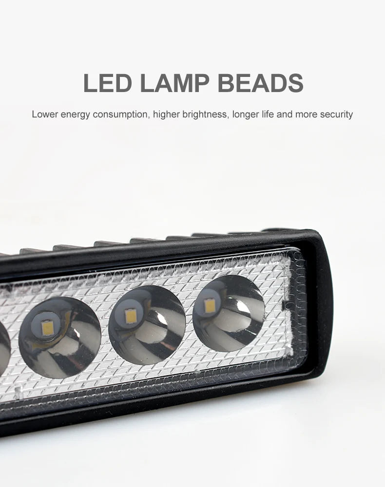 6 LED Motocycle Work Light High Bright Spotlight Offroad Automobile Truck Driving Fog Headlights DRL Driving Lamp 12V