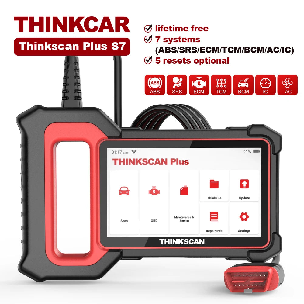 THINKSCAN Plus S7/S6/S4 OBD2 Scanner Car Diagnostic Tool Scan ABS SRS ECM TCM BCM IC AC System Free Reset Service Free