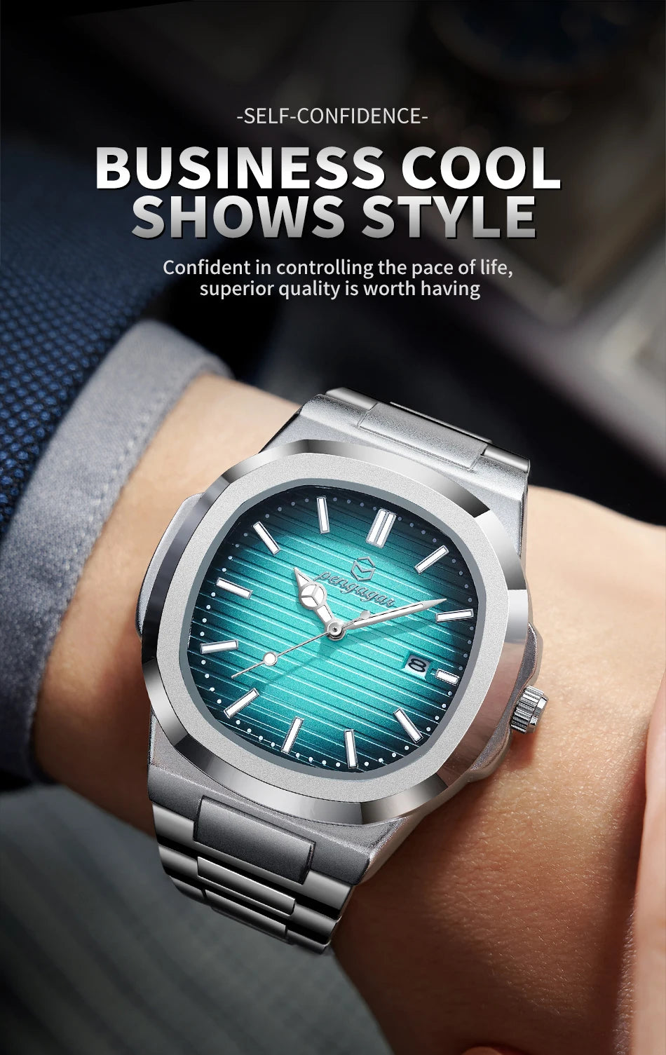 2025 New Luxury Military Man Watch Square Waterproof Luminous Date Week Men Watch Stainless Steel Quartz Men's Watches Reloj+box