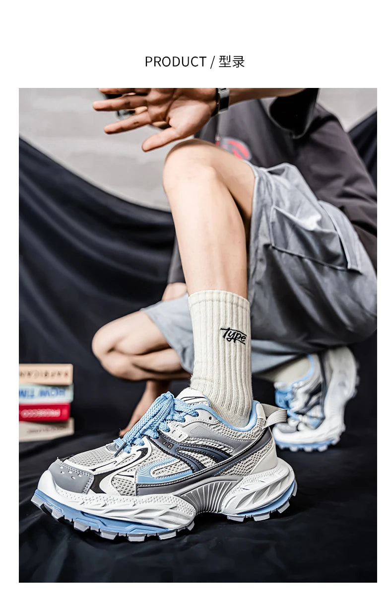 Sports and leisure shoes, men's shoes, marathon oversized air cushioned shoes, fly woven all season rubber, wear-resistant, anti