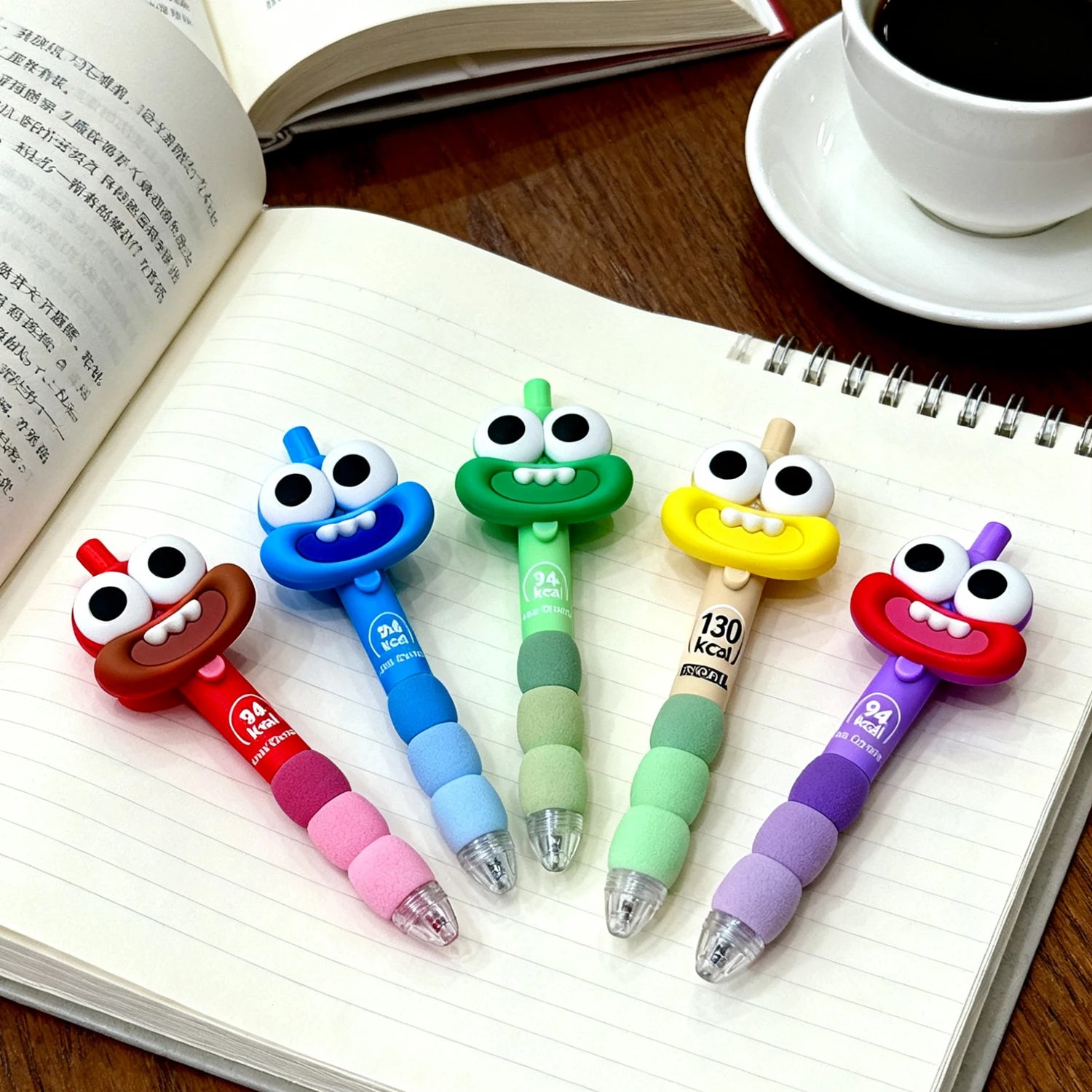 5 cute and creative ballpoint pens, black 0.5mm fine-tipped pens, suitable for school, office, and as a student gift.