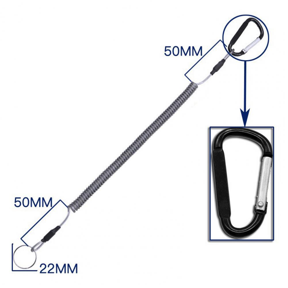 Keychains Anti-lost Rope Retractable with Keyring Carabiner Theftproof Coiled Spring Fishing Pliers Anti-lost Safety Lanyard
