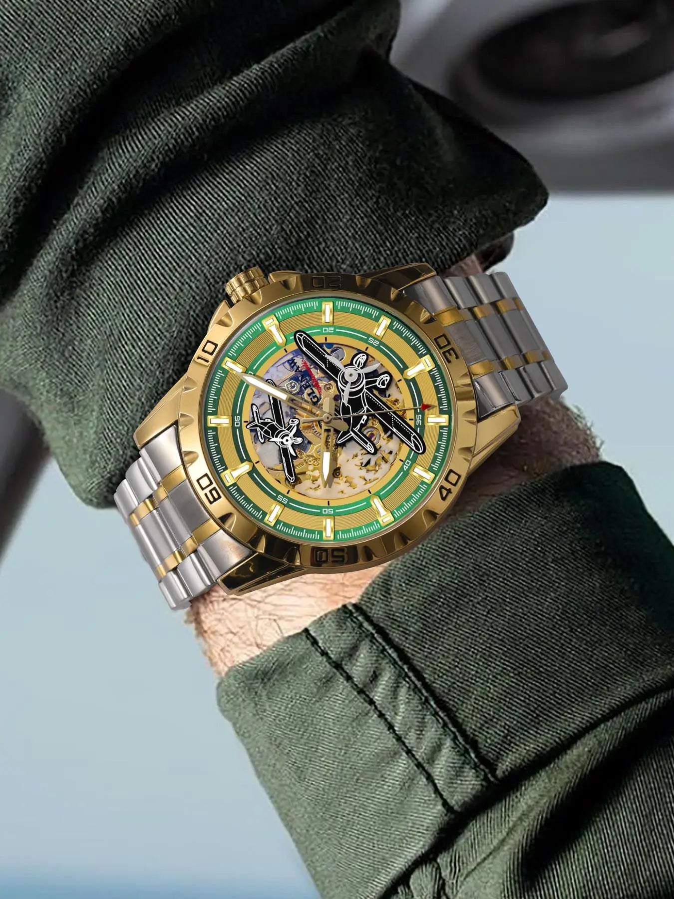 Glenaw Aircraft fully automatic mechanical men's watches, multi-color, trendy and fashionable personalized top brand watches