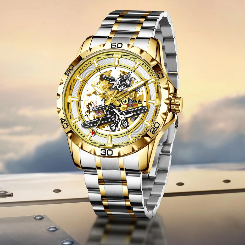 Glenaw Aircraft fully automatic mechanical men's watches, multi-color, trendy and fashionable personalized top brand watches