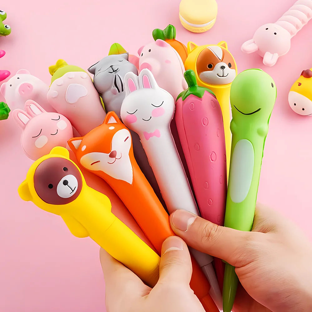 Korean Fancy Cute Fidget Pens Squishy Kawaii Gel Pen Soft Stress Relief Toys Journal Stationery Cool School Office Supply Thing