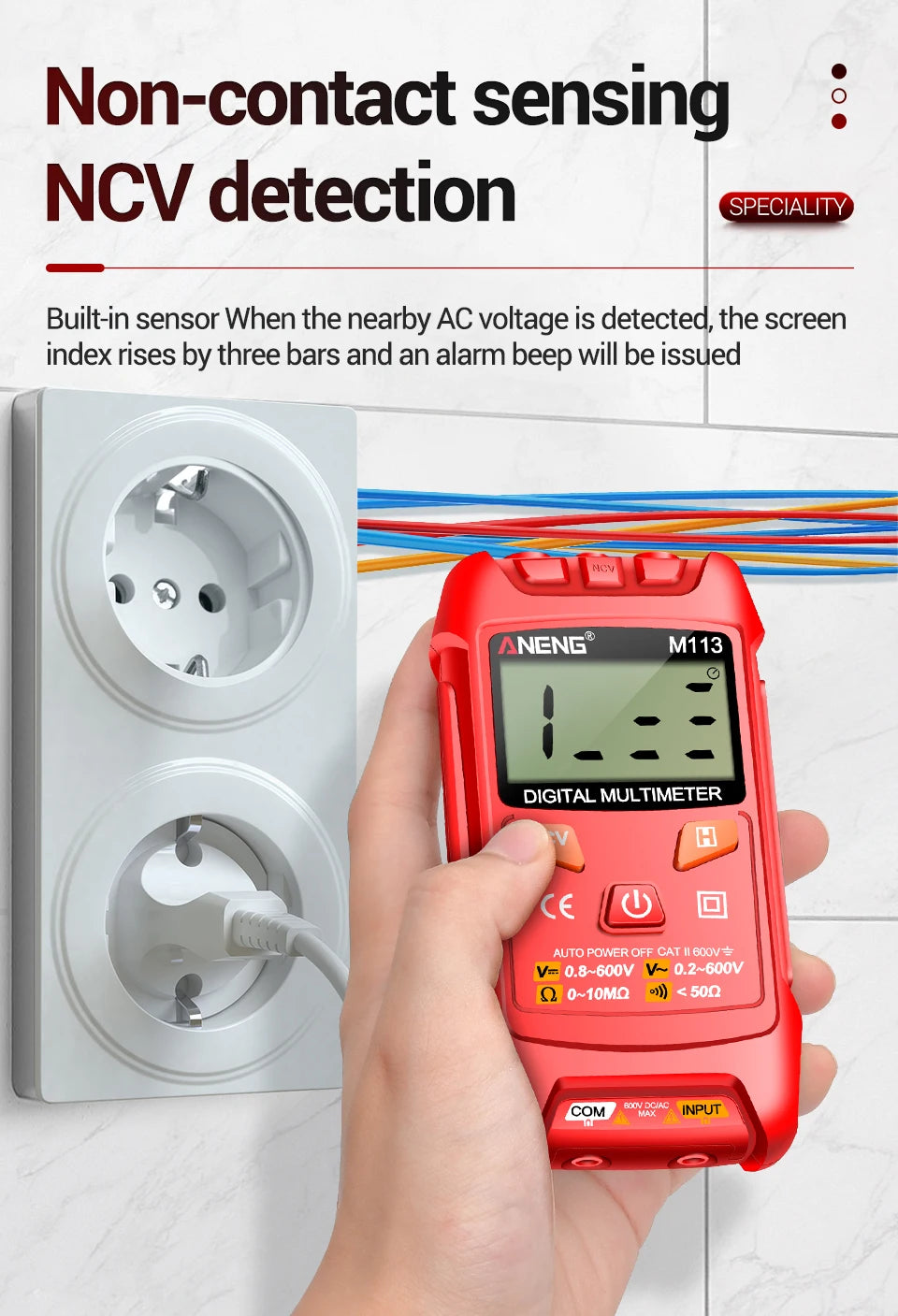 ANENG M113 Inteligent Multimeter 1999 Count Digital AC/DC Voltage Meter Ohm NCV Measuring Mini Instruments Electricity Test Tool