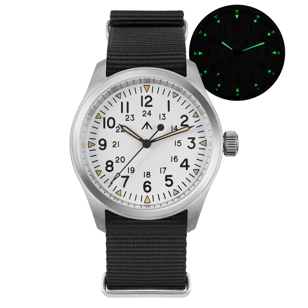 Militado ML08 Military Watch VH31 Quartz Movement Double Domed Sapphire C3 Super Luminous 10Bar Waterproof 38mm Vintage Watches