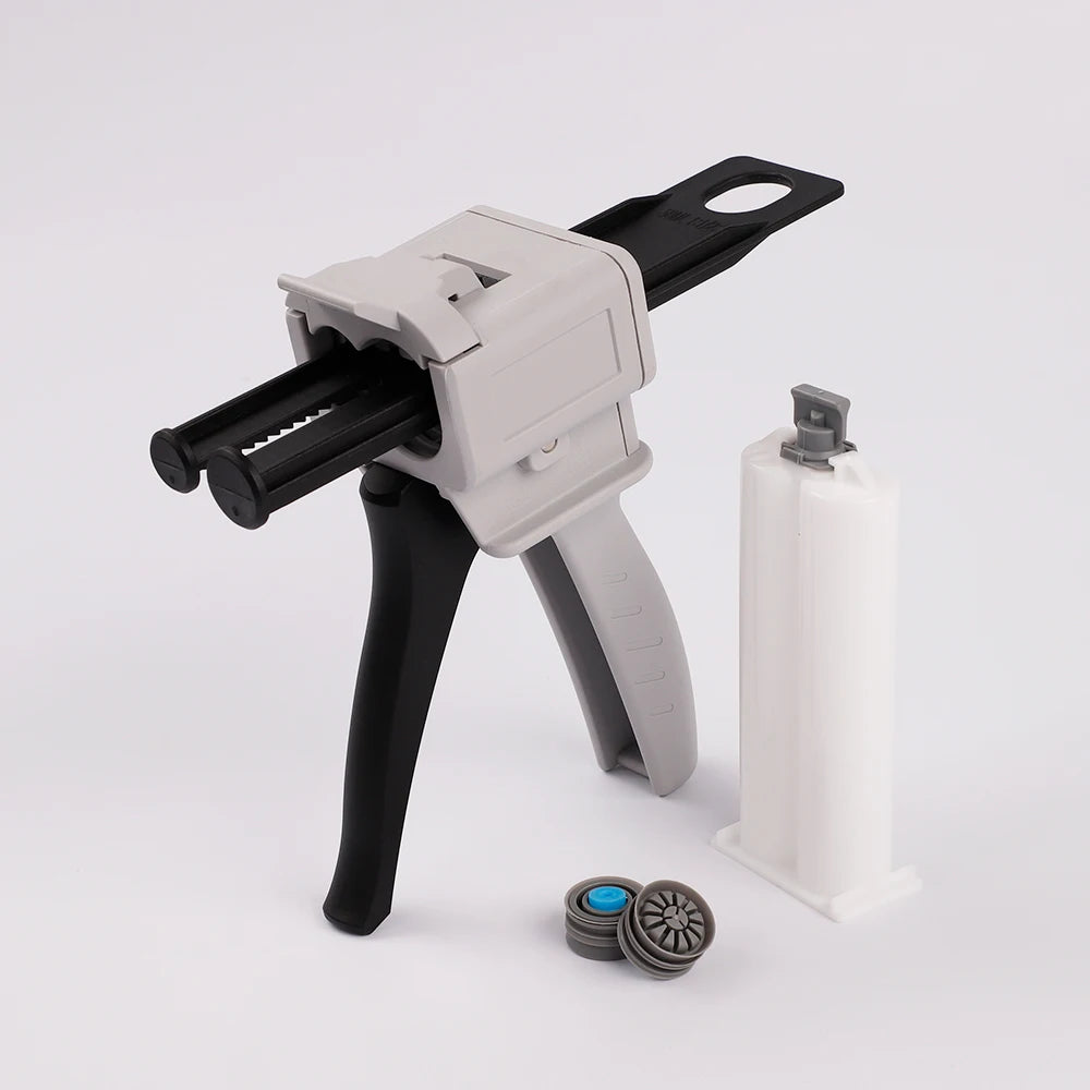 50ml Dispensing Gun AB Glue Gun Two-component Glue Gun 1:1/2:1 Epoxy Resin Gun With 4 Mixing Tubes 2 Empty Dual Cartridges