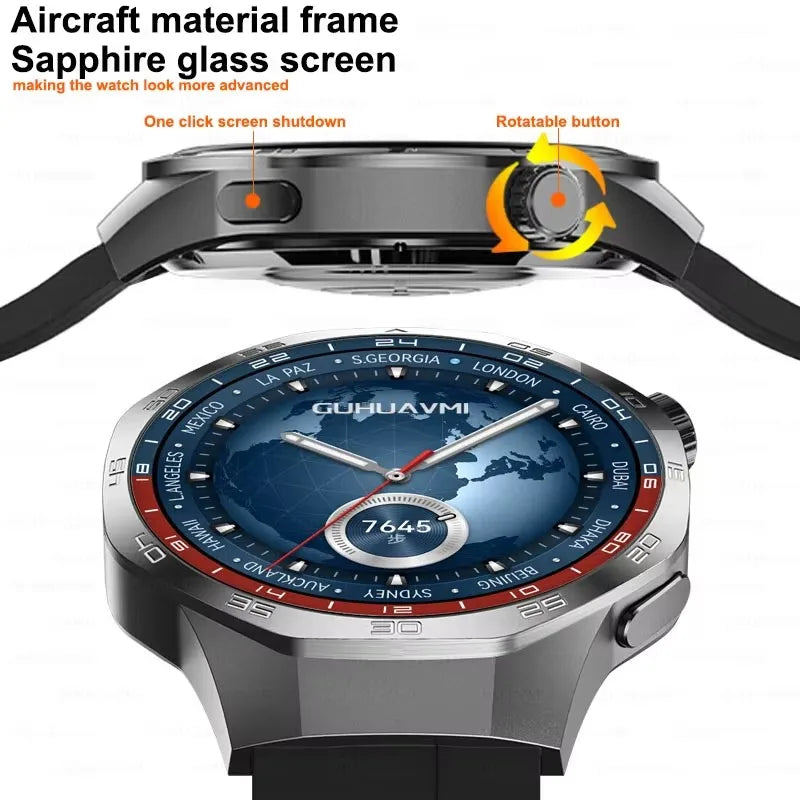 2025 New GT5 Pro GPS Track Compass Smart Watch Men 360*360 AMOLED Screen NFC BT Call Waterproof Health Monitor Man Smartwatches