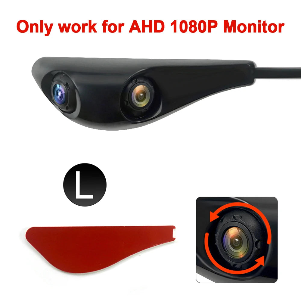 Carsanbo Car Side View Dual Lens Camera AHD 1080P Sedan Camera With Two Lenses RCA connector Rotatable Lens Design Camera