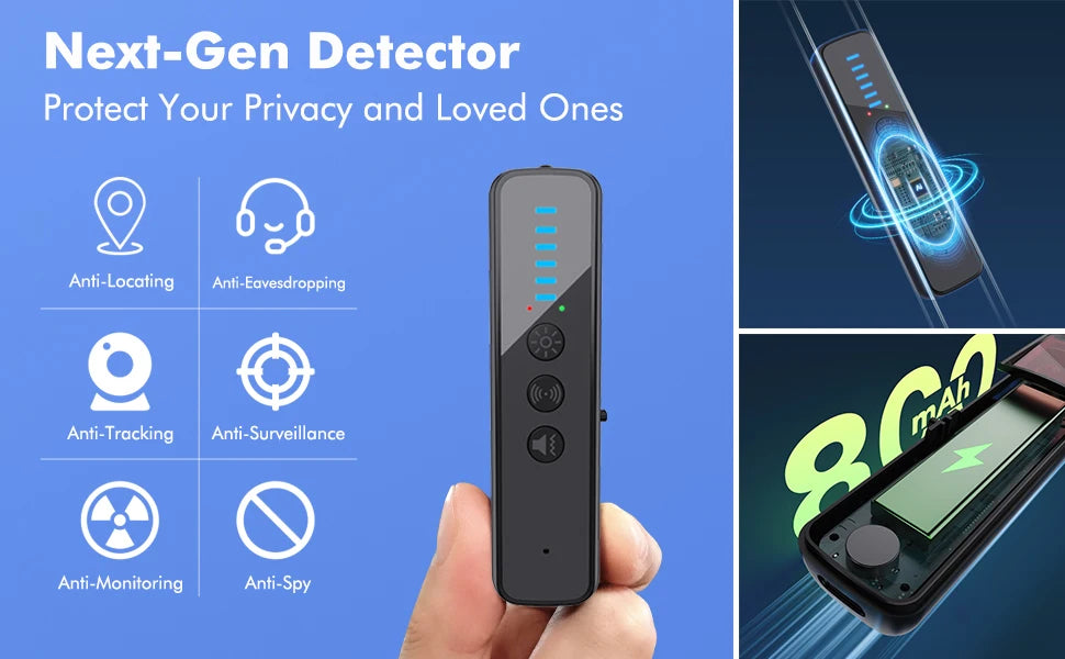 Hidden-Camera-Detectors - AI-Powered Anti-Spy Device, GPS Tracker & Bug Detector, Portable RF Signal Scanner for Hotels, Travel,