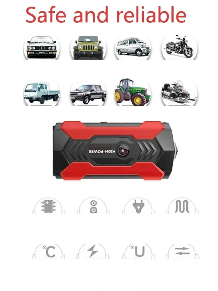 Car Jump Starter Starting Device - 12V 98000mAh Power Bank Jumpstarter, Auto Booster, Emergency Charger, and Jump Start Tool