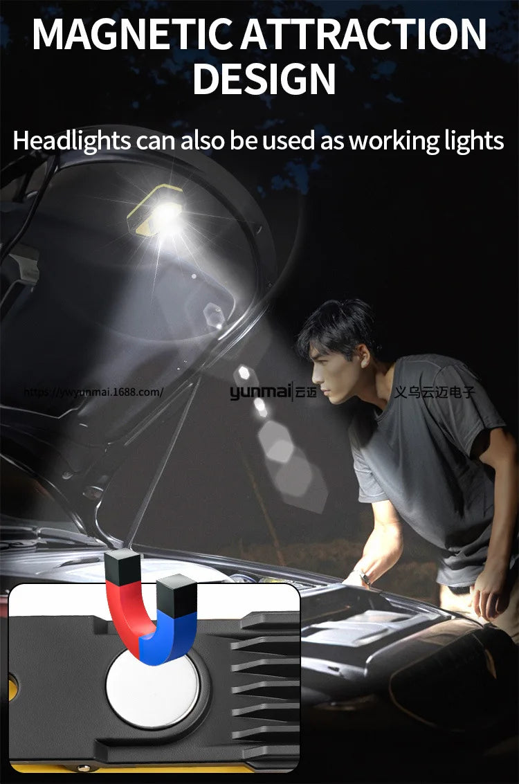 LED Induction Headlight, Can Be Used As Portable Running Light with Cap Clip RGB Ambient Light, Multi-light Source