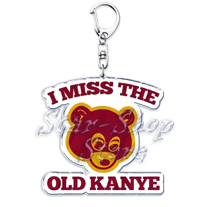 Popular Rapper YE Keychains for Accessories Bag Graduation Kanye Dropout Bear Key Chain Keyring Jewelry Fans Friends West Gifts
