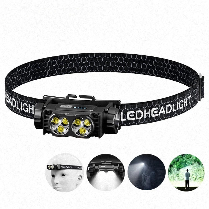 LED headlights, strong light, long-range shooting, handheld charging, outdoor night fishing flashlight, household ultra bright h