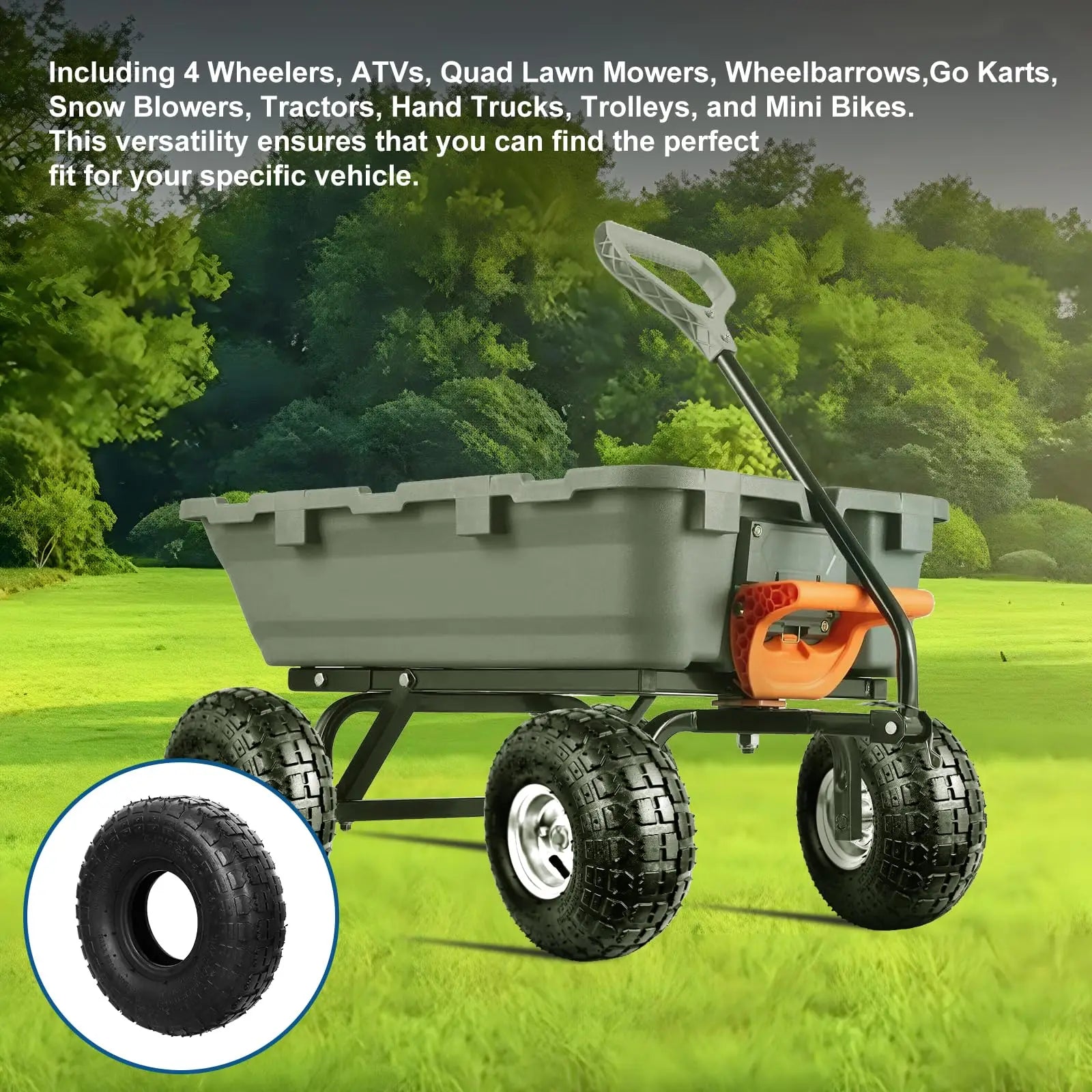 4.10/3.50-4 410/350-4 4.10-4 Tire and Inner Tube for Warehouse Cars Scooter Wheel Hand Truck Lawn Mower Dollies Wheelbarrow