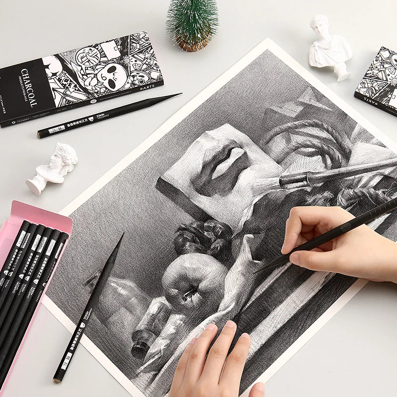 8pcs Charcoal Pencils Set for Drawing,Soft,Medium & Hard,for Drawing,Sketching,Shading,Tracing, Portraits,Sketch Pad,for Artists