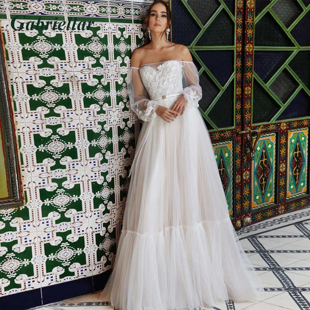 Gabriellar Charming Strapless Wedding Dresses A-line Pleat Lace Appliques Zipper Sweep Train Brautkleid De Mariee Customized