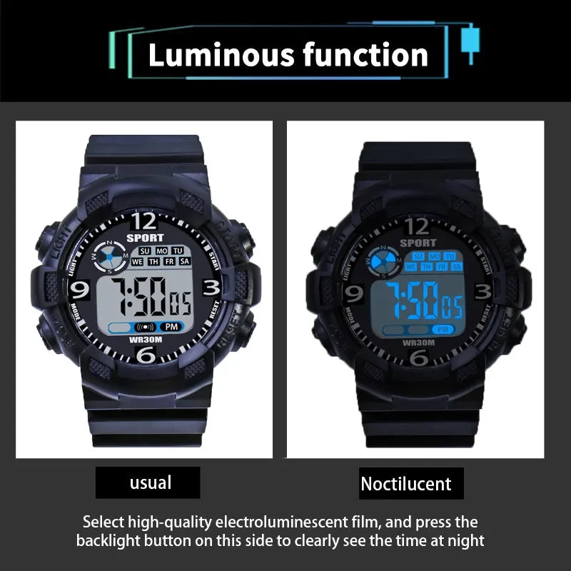 Military Digital Watch for Men Outdoor Men's Sports Watches Clock Waterproof Luminous Chronograph Student Electronic Wristwatch