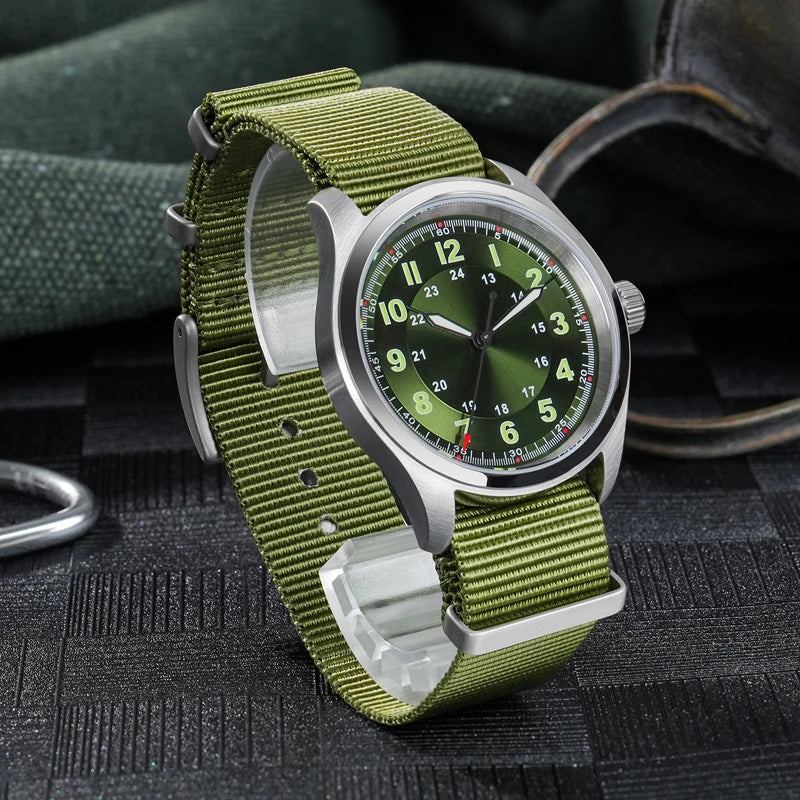 Militado ML08 Men Military Watch VH31 Quartz Movement Sapphire Luminous Waterproof Watches 38mm Vintage Stainless Steel Watch