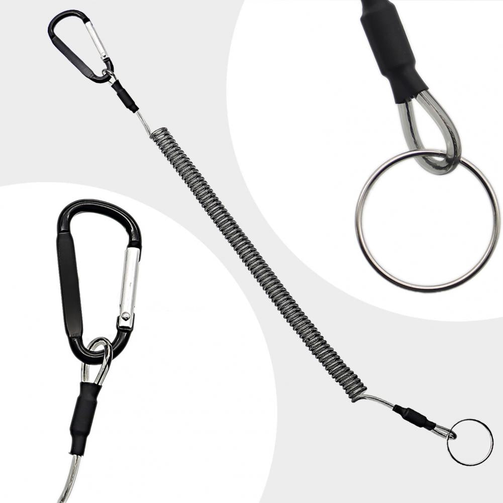 Keychains Anti-lost Rope Retractable with Keyring Carabiner Theftproof Coiled Spring Fishing Pliers Anti-lost Safety Lanyard