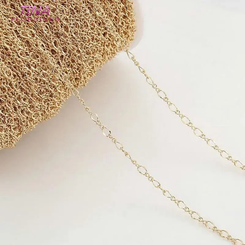 1 Meter Jewellery Crafts Chain Wholesale 14KGold Color Plated  Brass Chains For Jewelry Making Handmade Bracelets Necklaces