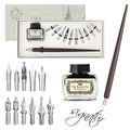 Calligraphy Set for Beginners Wooden Pen and Ink Set Fancy Pens with Black Ink and 11 Nibs for Lettering, Journaling, Signing