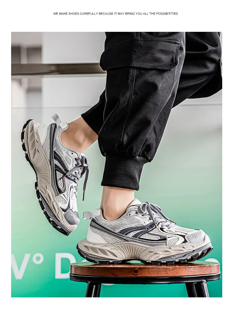 Sports and leisure shoes, men's shoes, marathon oversized air cushioned shoes, fly woven all season rubber, wear-resistant, anti