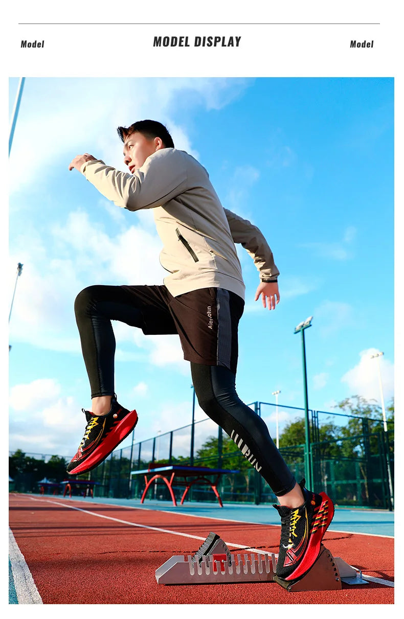 Sports and leisure shoes, men's shoes, marathon oversized air cushioned shoes, fly woven all season rubber, wear-resistant, anti