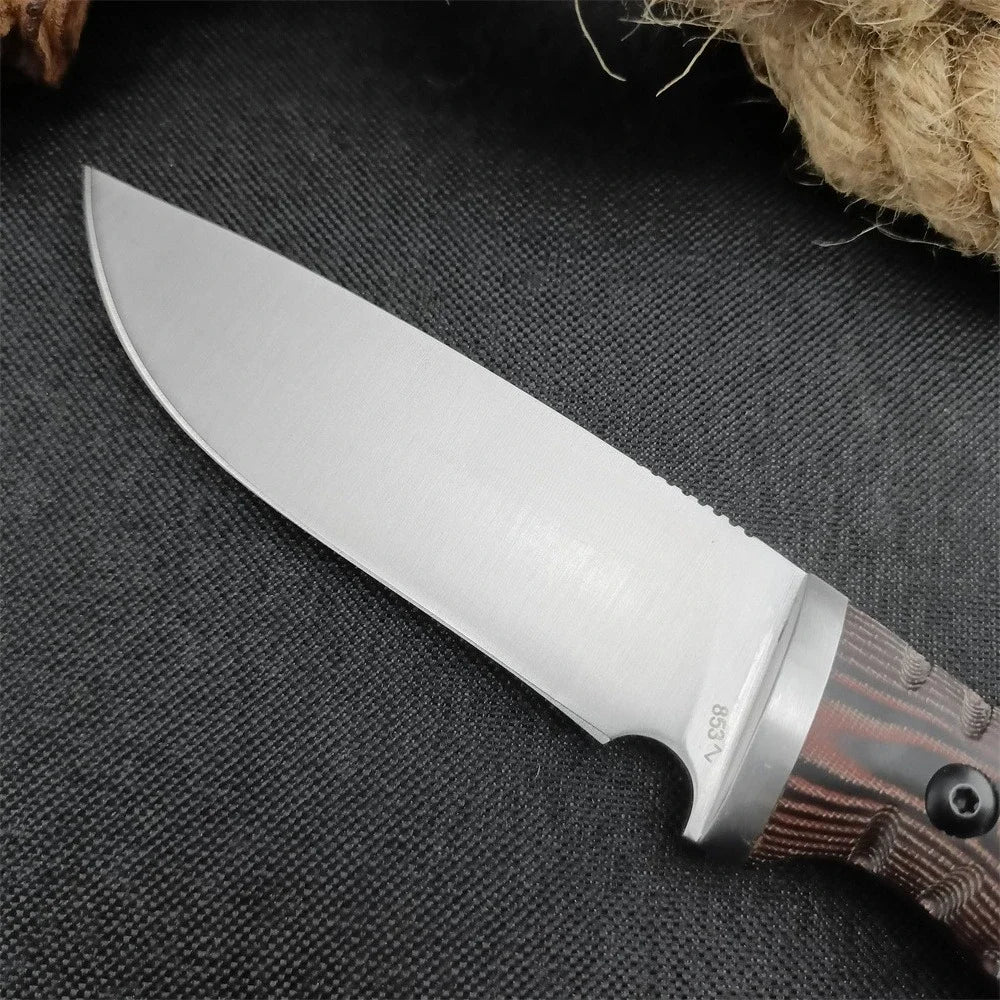 Hunting Knife with Sheath - BK-853 Fixed Blade knives, D2 Steel & G10 Handle for Camping, Survival, EDC Tactical Tool