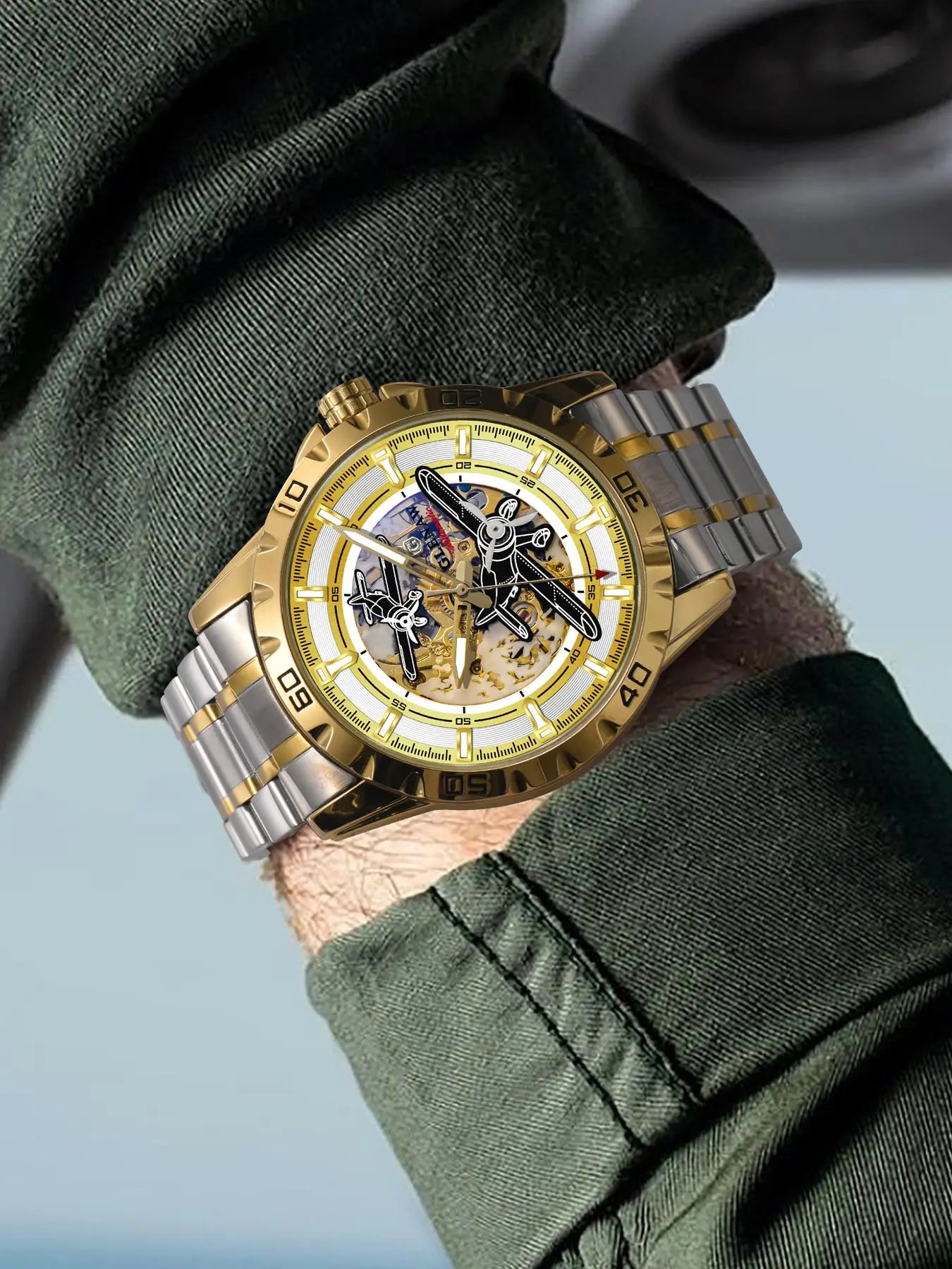 Glenaw Aircraft fully automatic mechanical men's watches, multi-color, trendy and fashionable personalized top brand watches