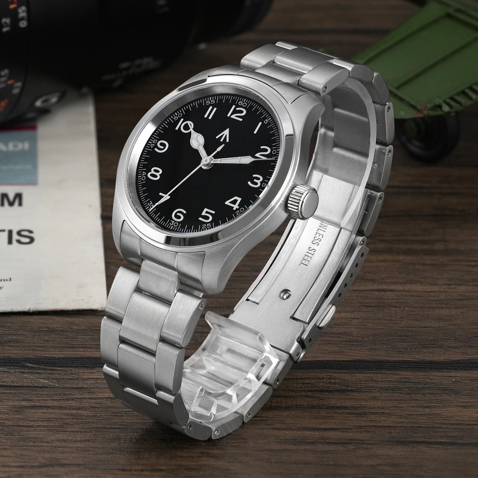 Militado ML08 Military Watch VH31 Quartz Movement Double Sapphire Crystal C3 BGW9 Luminous 10Bar Waterproof 38mm Vintage Watch