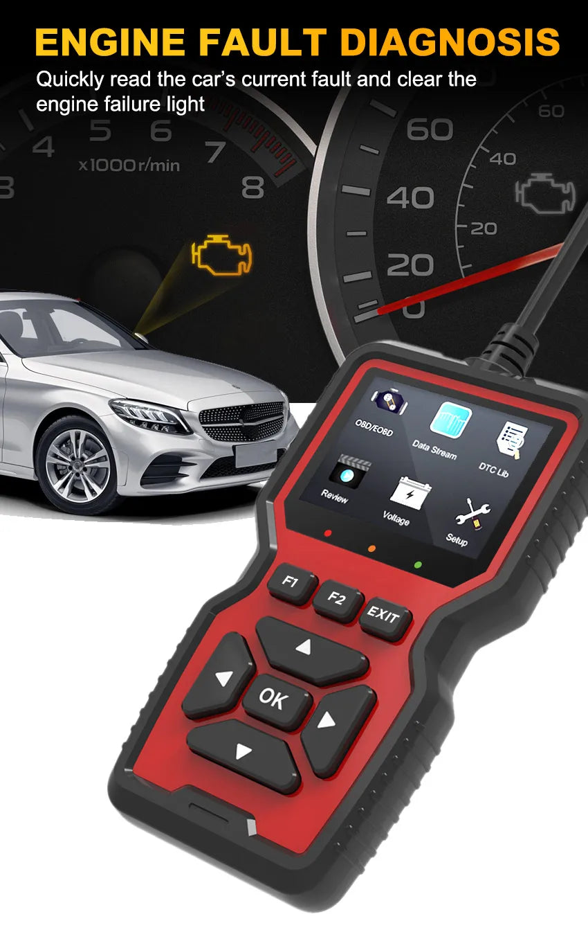 Car OBD2 Scanner Diagnostic Tool V519 Multi-language OBDII Car Voltage Tester Engine Fault Code Scanner Car Code Reader