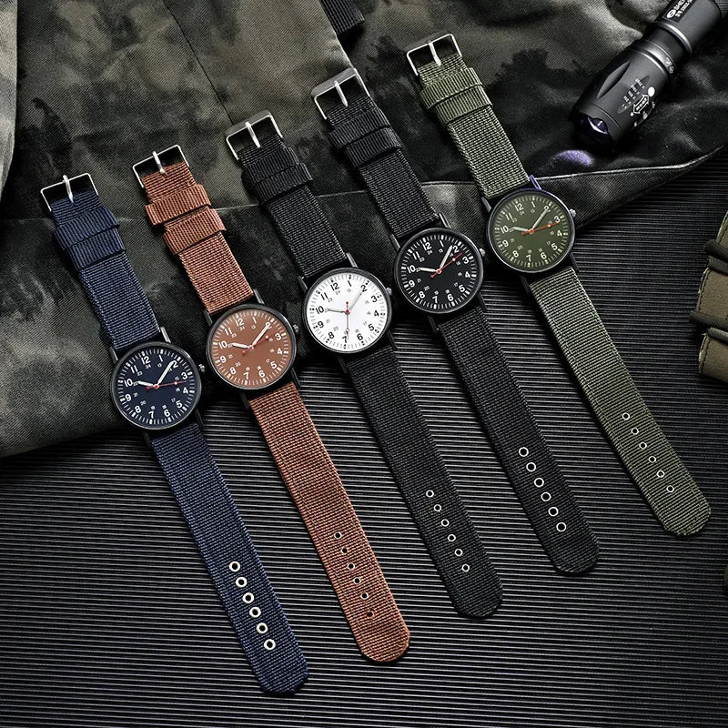 Military Men Watch Outdoor Sports Wristwatches Simple Nylon Band Luminous Male Army Quartz Wrist Watch Relogio Masculino