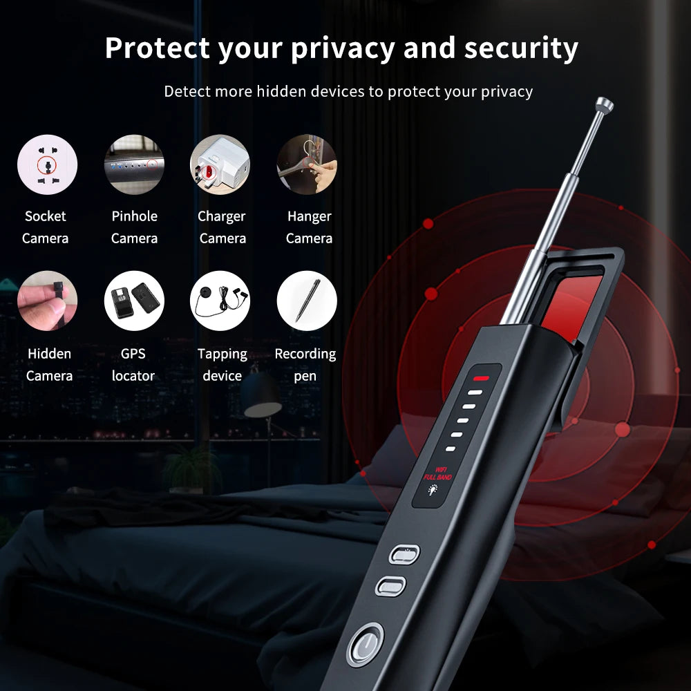 T011 Hidden Devices Detector Hotel Anti Candid Camera Detector Hunter GPS Bug Mini Camera RF Signal Scanner Camera Finder