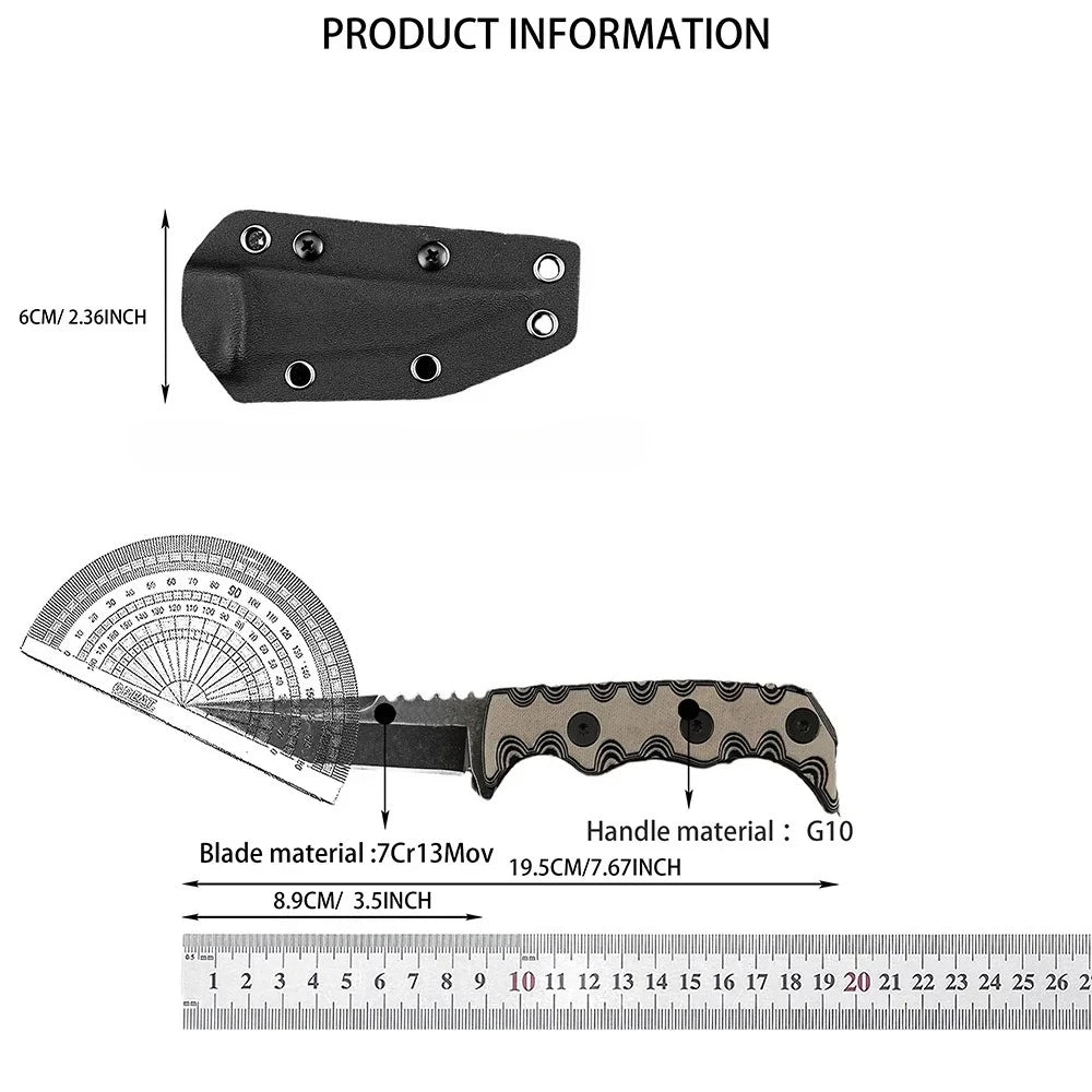 Practical Jungle Adventure Hunting Tactics Small Straight Knives 7Cr13Mov Blade G10 Handle Tool EDC Portable Adventure Tool