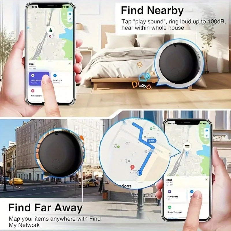 GPS Tracking Device for Cars, Pets & More - Real-Time Location Finder with iOS Compatibility, Long-Lasting Button Battery