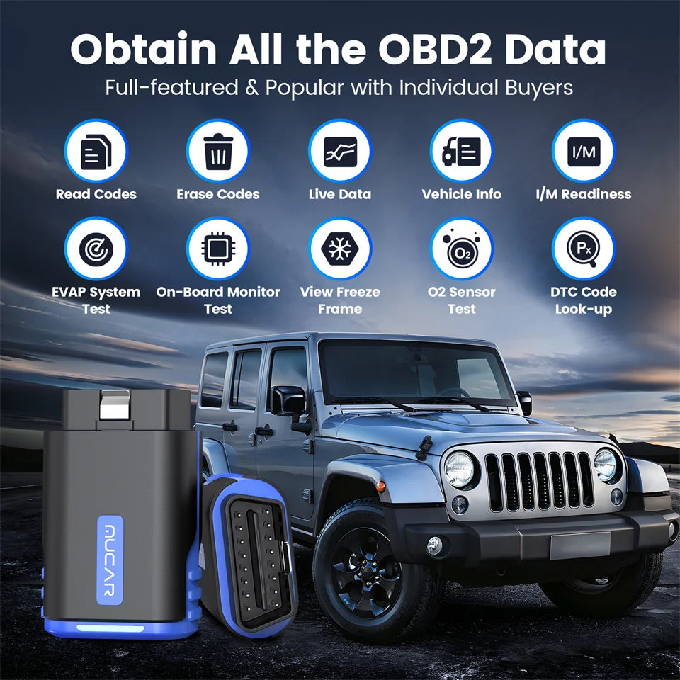 MUCAR Driverscan Car Diagnostic Scanner Full System Car Code Reader 15 Reset Bidirectional Control OBD2 Scanner