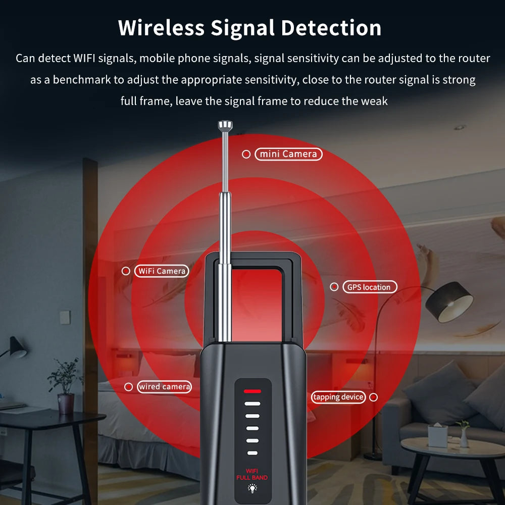 T011 Hidden Devices Detector Hotel Anti Candid Camera Detector Hunter GPS Bug Mini Camera RF Signal Scanner Camera Finder