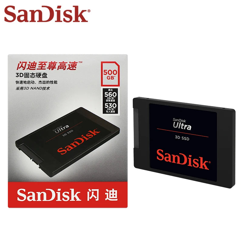 SanDisk Ultra 3D NAND SSD 500GB 1TB 2TB  enjoy up to 560MB/s read speed Internal Solid State Hard Drive SATA III HDD For Laptop