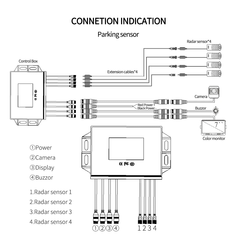 Car Parking Radar Sensor Monitor System For Truck Forklift Van Caravan Trailers Camper Bus Truck